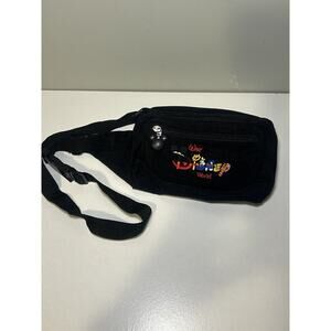 Walt Disney World Black Logo Embroidered Zip Pockets Fanny Pack Waist Bag